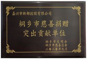 桐鄉(xiāng)市慈善捐贈突出貢獻單位